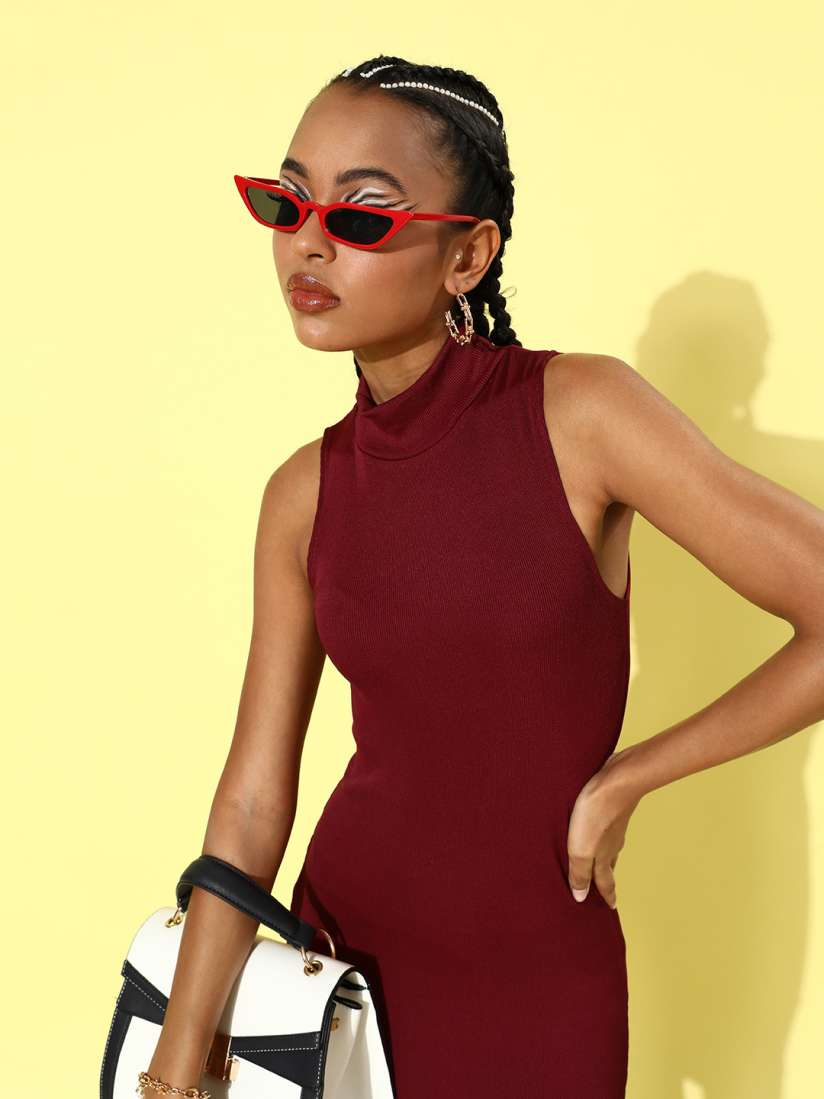 Maroon dress myntra discount