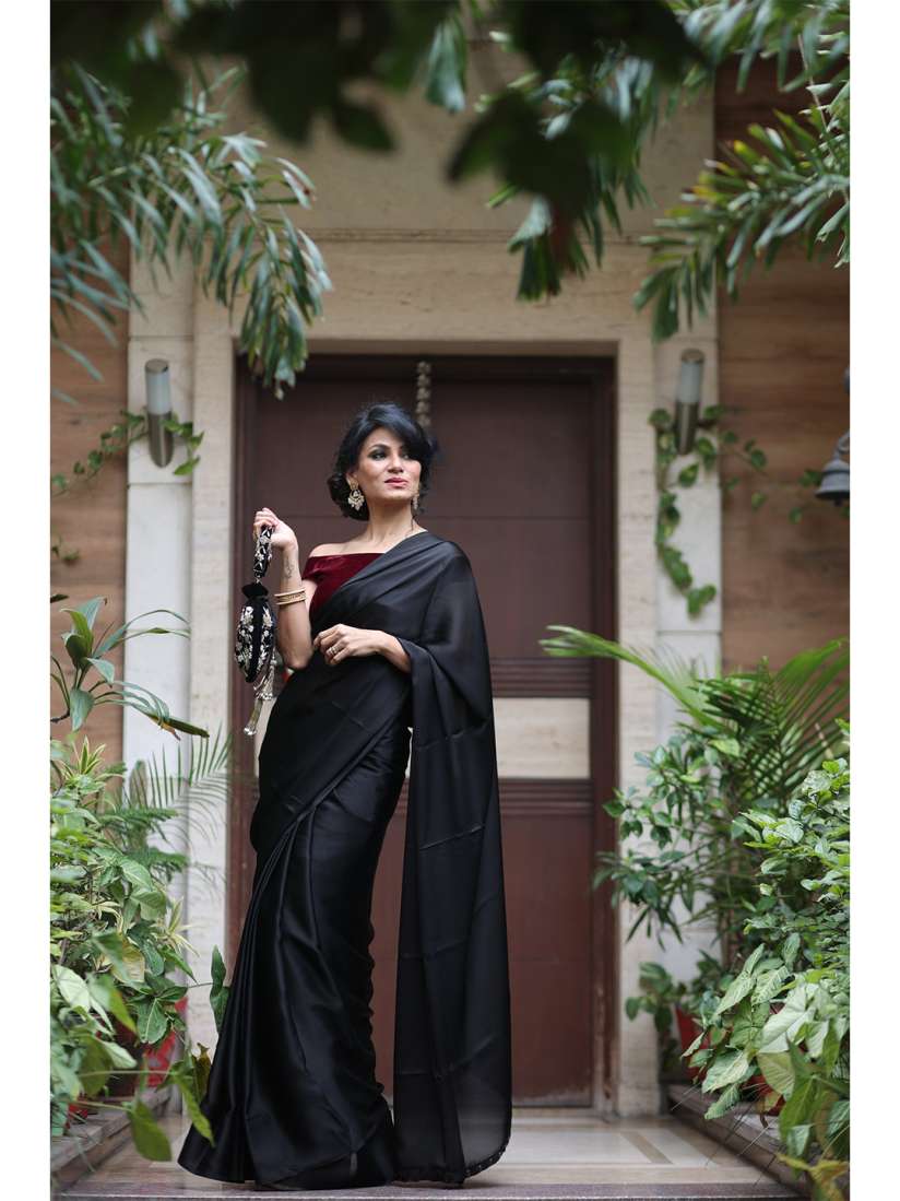 Satin saree online myntra outlet