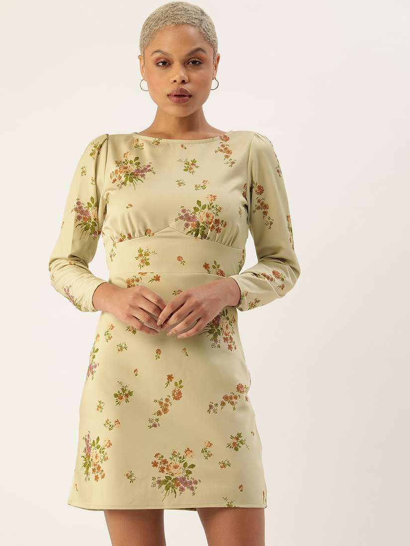a line dress forever 21 Floral Print Lemon Floral Dresses Forever 21 Dress FOREVER 21 Women Floral Color:Ivory+Apricot cut back Color:Beige Dark Navy Bridesmaid Dresses