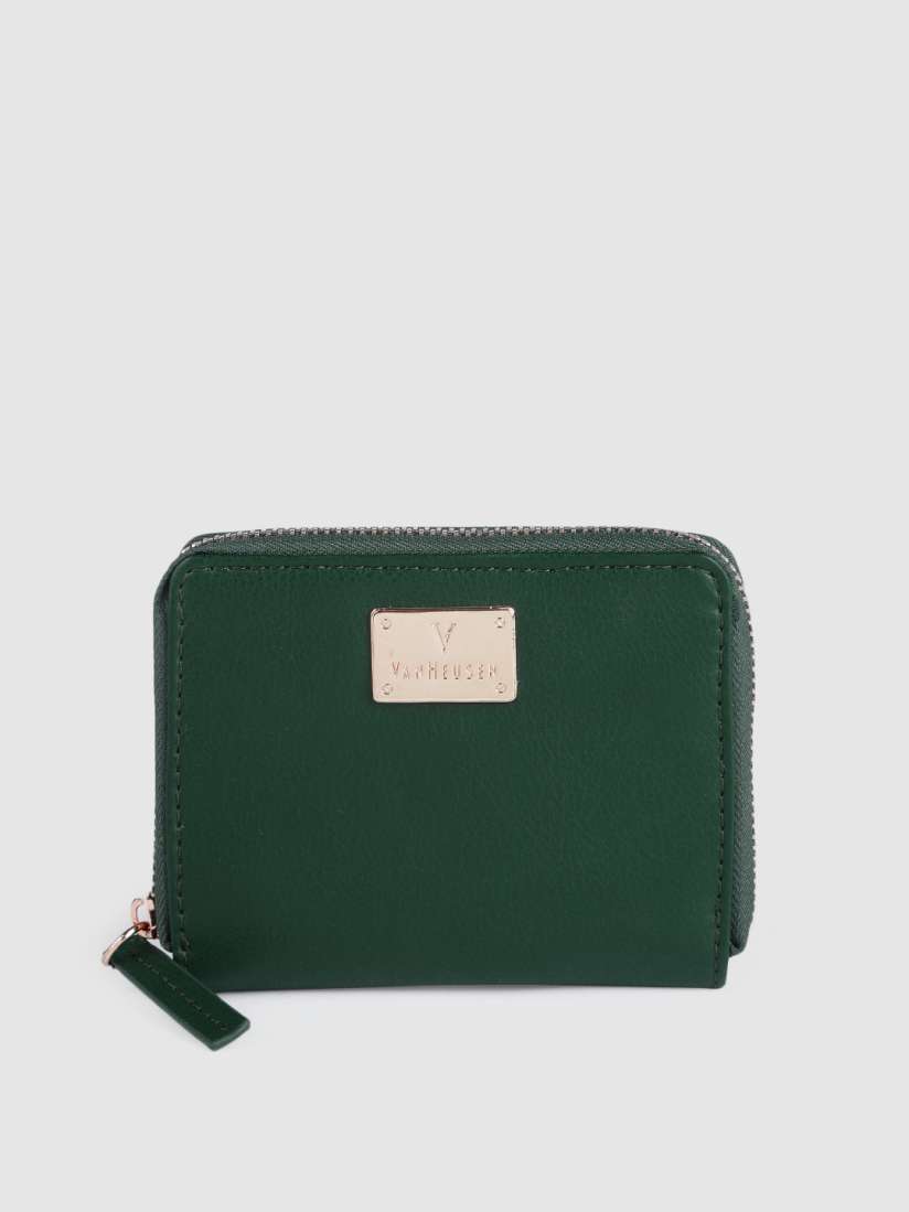 Buy Van Heusen Women Green Solid Zip Around Wallet Wallets for Women 18285234 Myntra