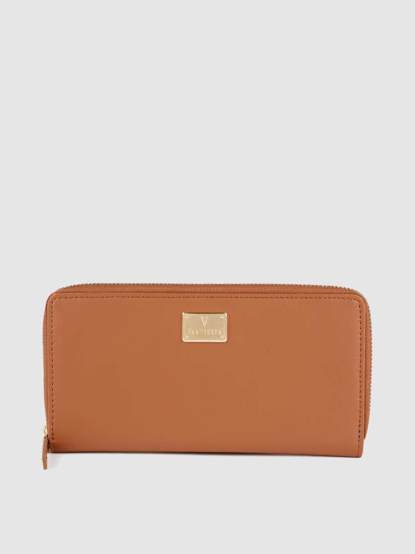 Buy Van Heusen Women Tan Brown Solid Zip Around Wallet Wallets for Women 18285242 Myntra