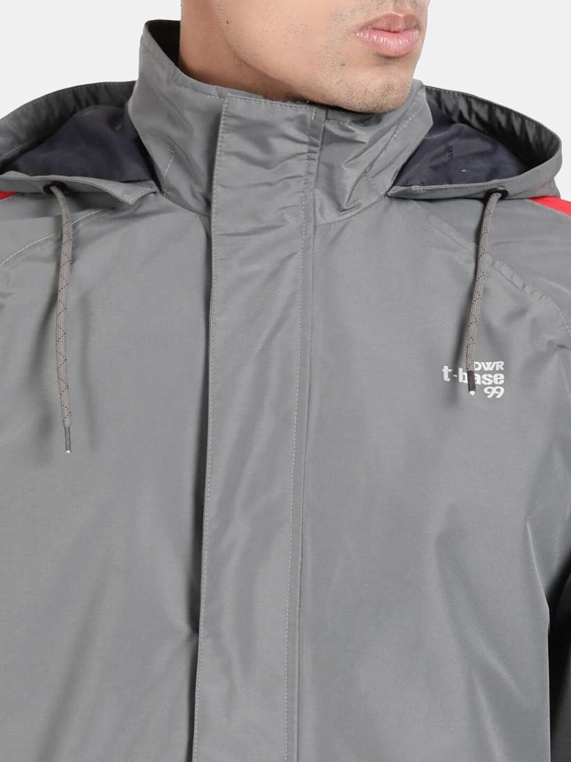 Buy t base Men Grey Red Solid Rain Jacket Rain Jacket for Men 18288512 Myntra