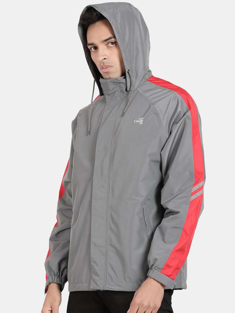 Buy t base Men Grey Red Solid Rain Jacket Rain Jacket for Men 18288512 Myntra