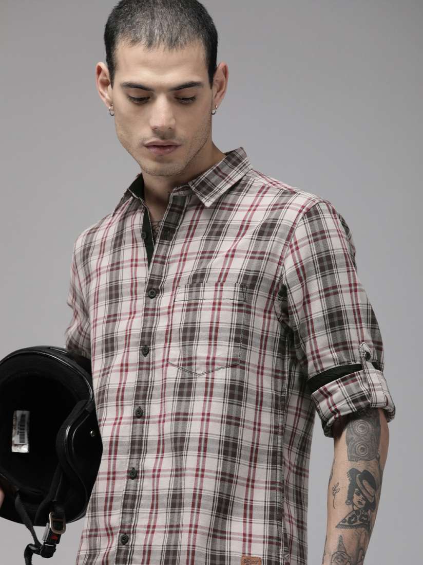 Buy Roadster Men Grey Checked Casual Shirt Shirts for Men 18288854 Myntra