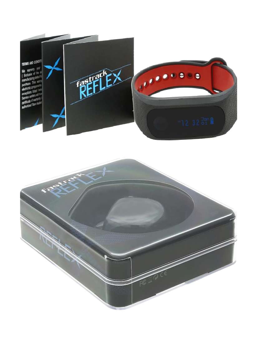 Fastrack reflex black & red fitness band shop