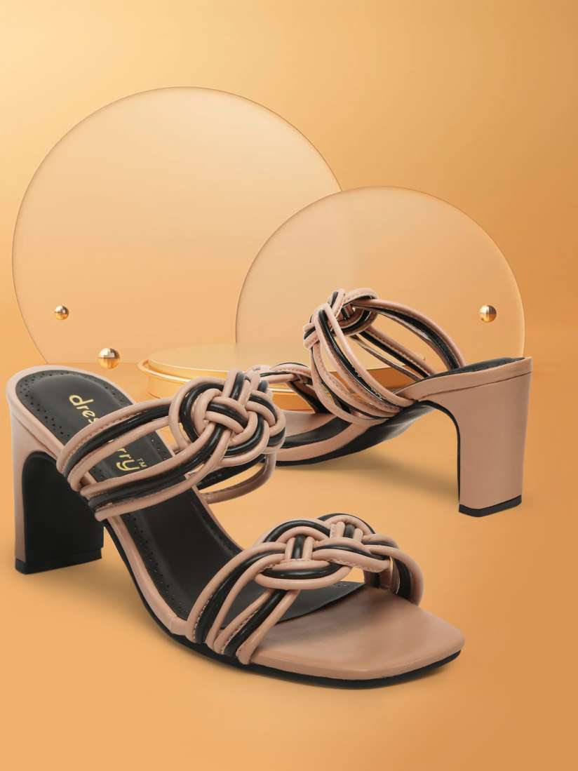 Buy Bruno Manetti Nude Coloured Textured PU Block Sandals Heels for Women 18294026 Myntra