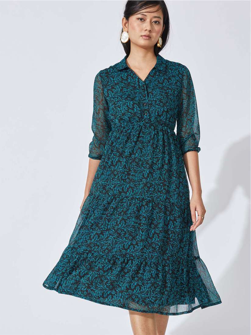 Chiffon midi shirt dress top
