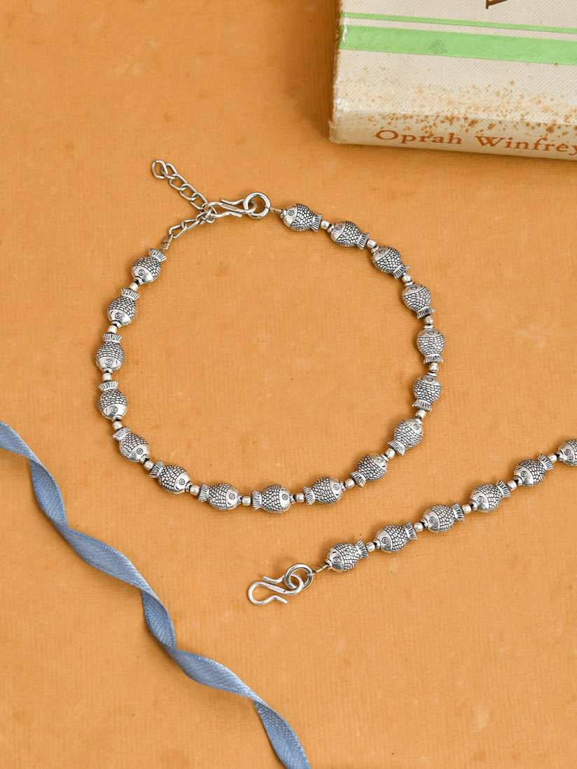 Buy Silvermerc Designs Set Of 2 Silver Plated Anklet Anklet for Women 18298890 Myntra