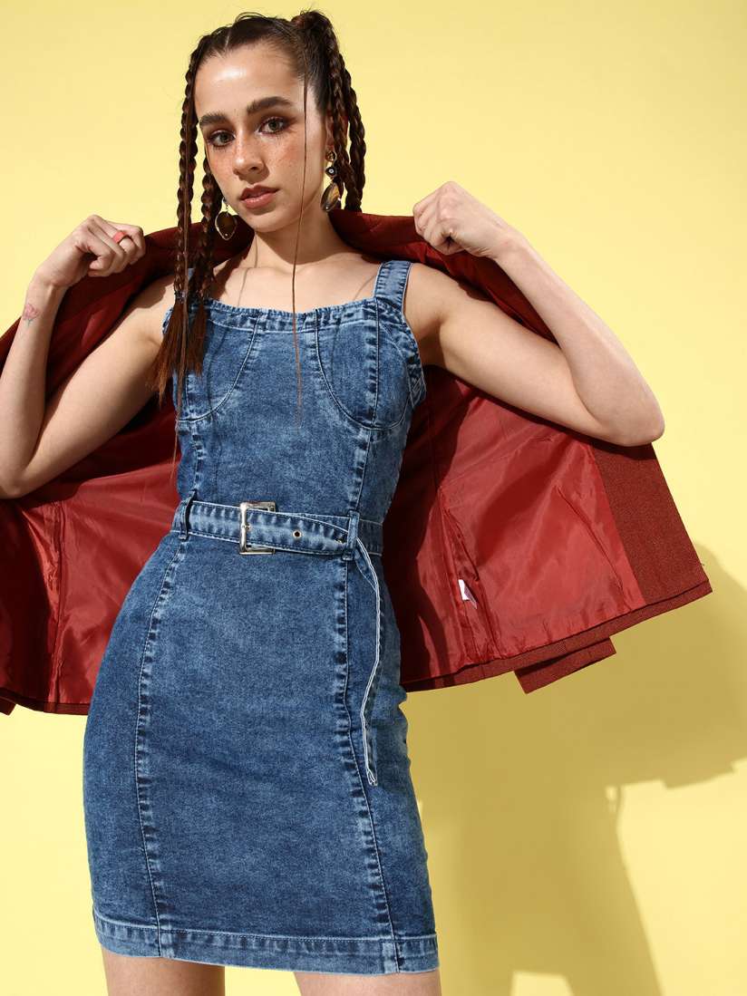 Buy The Roadster Lifestyle Co. Blue Denim Bodycon Pret a Party Going Out Dress Dresses for Women 18301642 Myntra