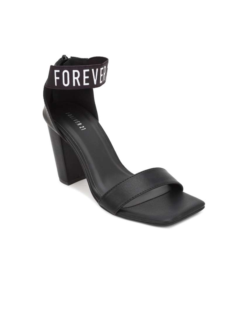 Buy FOREVER 21 Black PU Block Sandals Heels for Women 18312356 Myntra