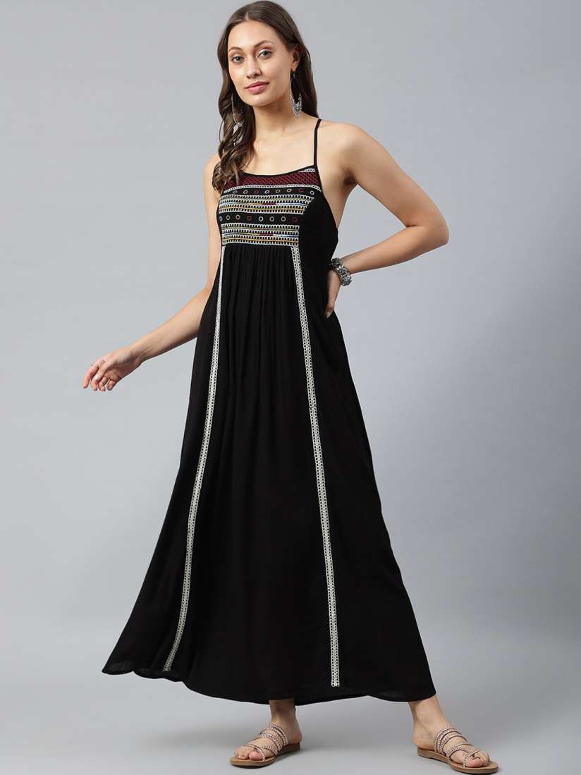 Buy pinwheel Black Maxi Dress Dresses for Women 18312462 Myntra