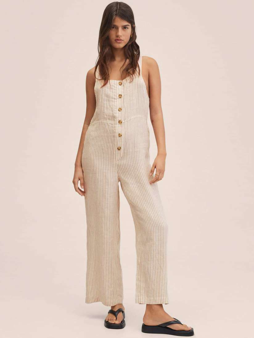 Mango jumpsuit beige discount