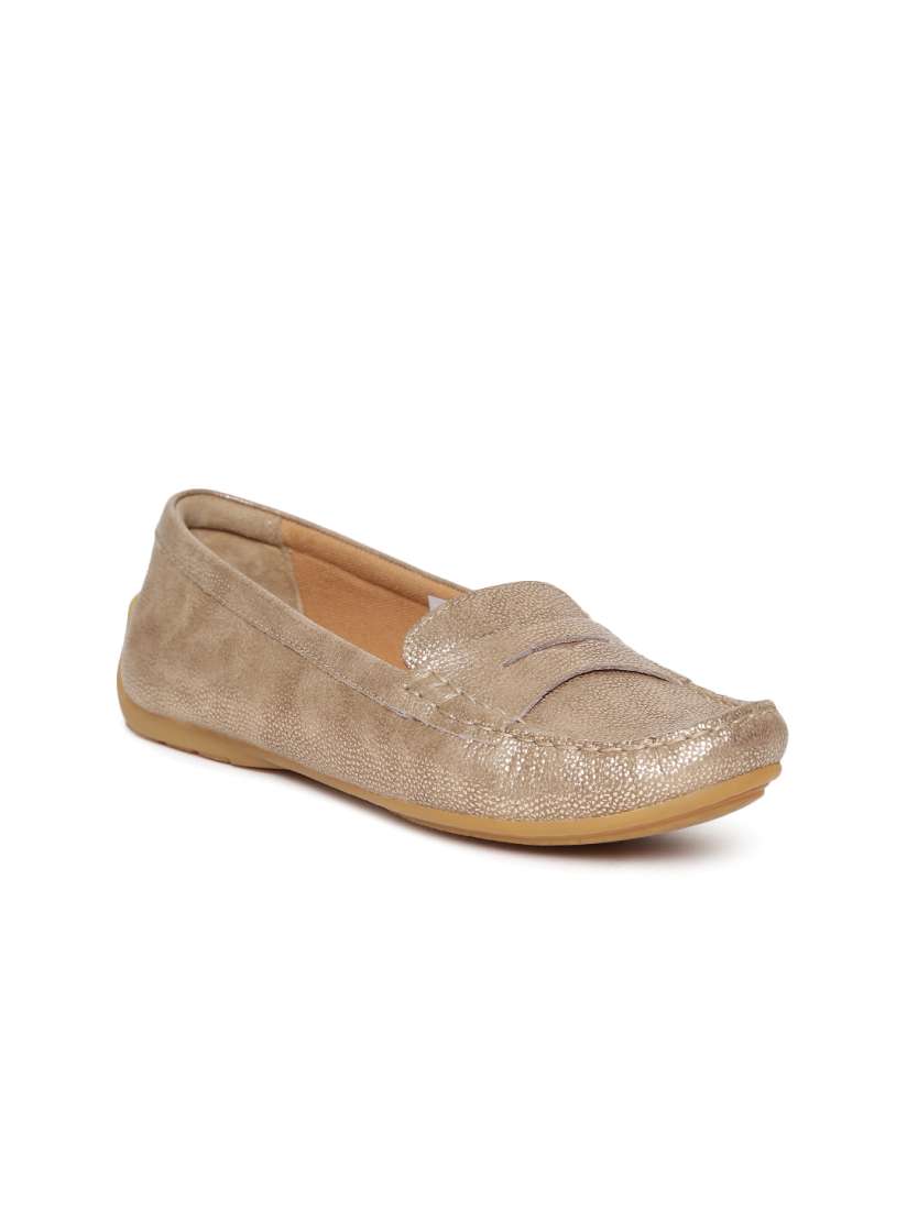 Buy Clarks Women Gold Toned Leather Loafers Casual Shoes for Women 1832230 Myntra