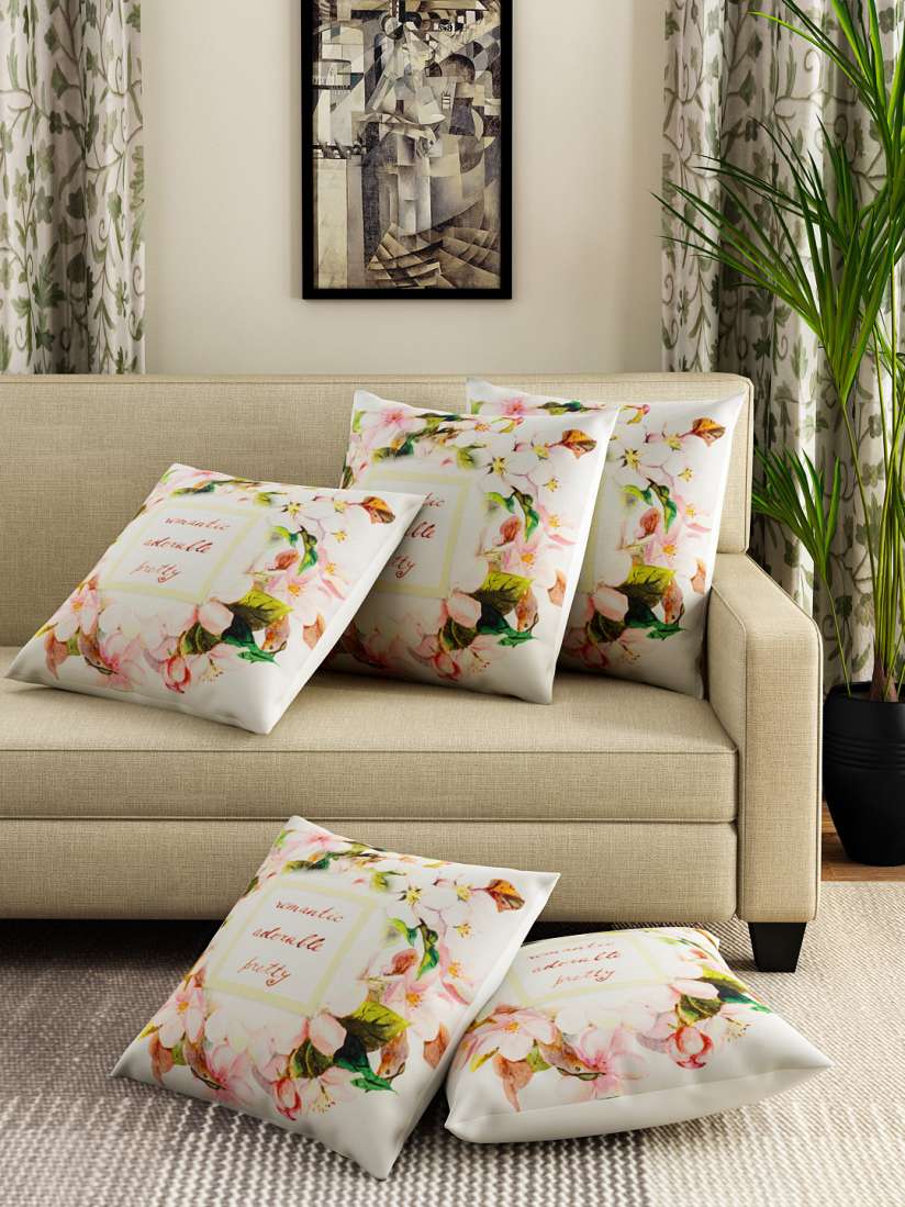 Buy SWAYAM Off White Set of 5 Printed 16 x16 Square Cushion Covers Cushion Covers for Unisex 1832246 Myntra