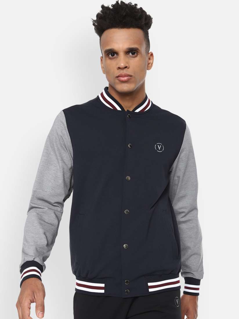 Buy Van Heusen Flex Men Navy Blue Colourblocked Tailored Jacket with Embroidered Jackets for Men 18329456 Myntra