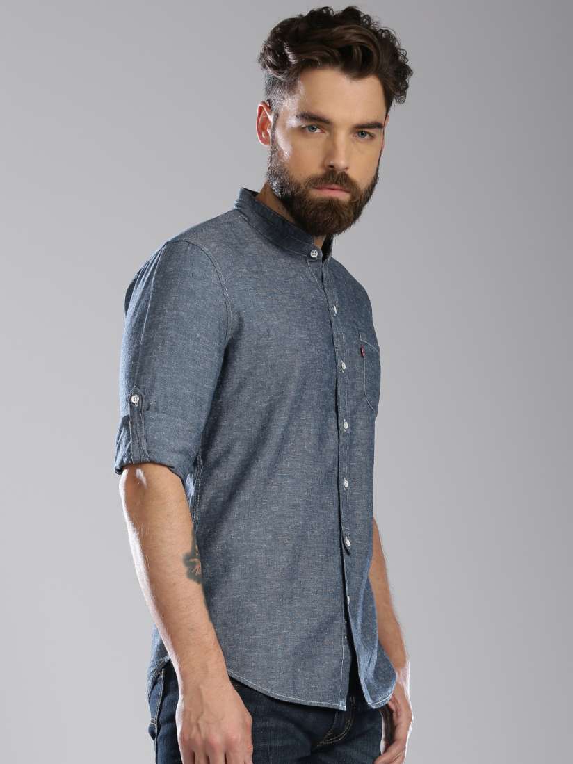 Buy Levis Men Blue Chambray Slim Fit Solid Casual Shirt Shirts for Men 1833217 Myntra