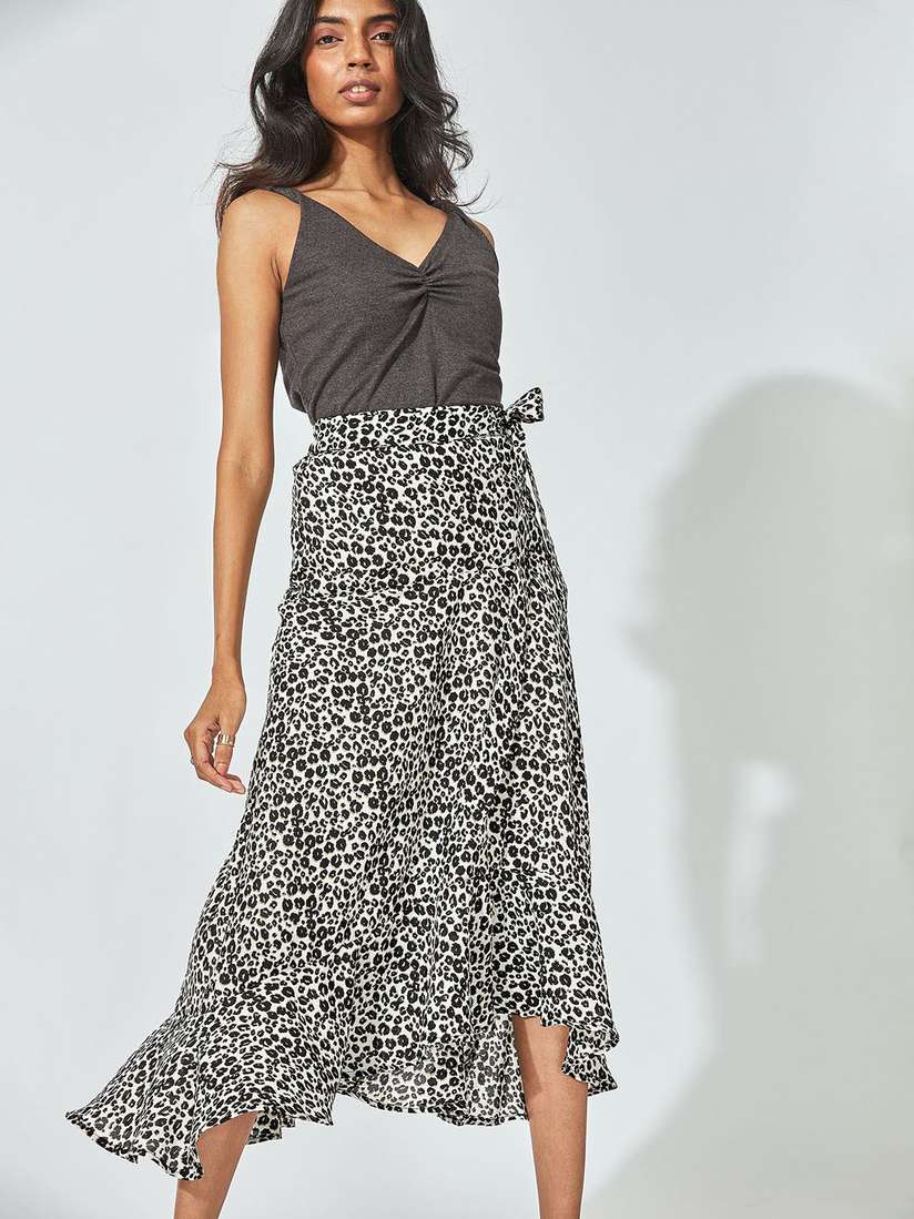 Wrap Midi Skirt White Wrap Skirt Boohoo White Leopard Wrap Skirt