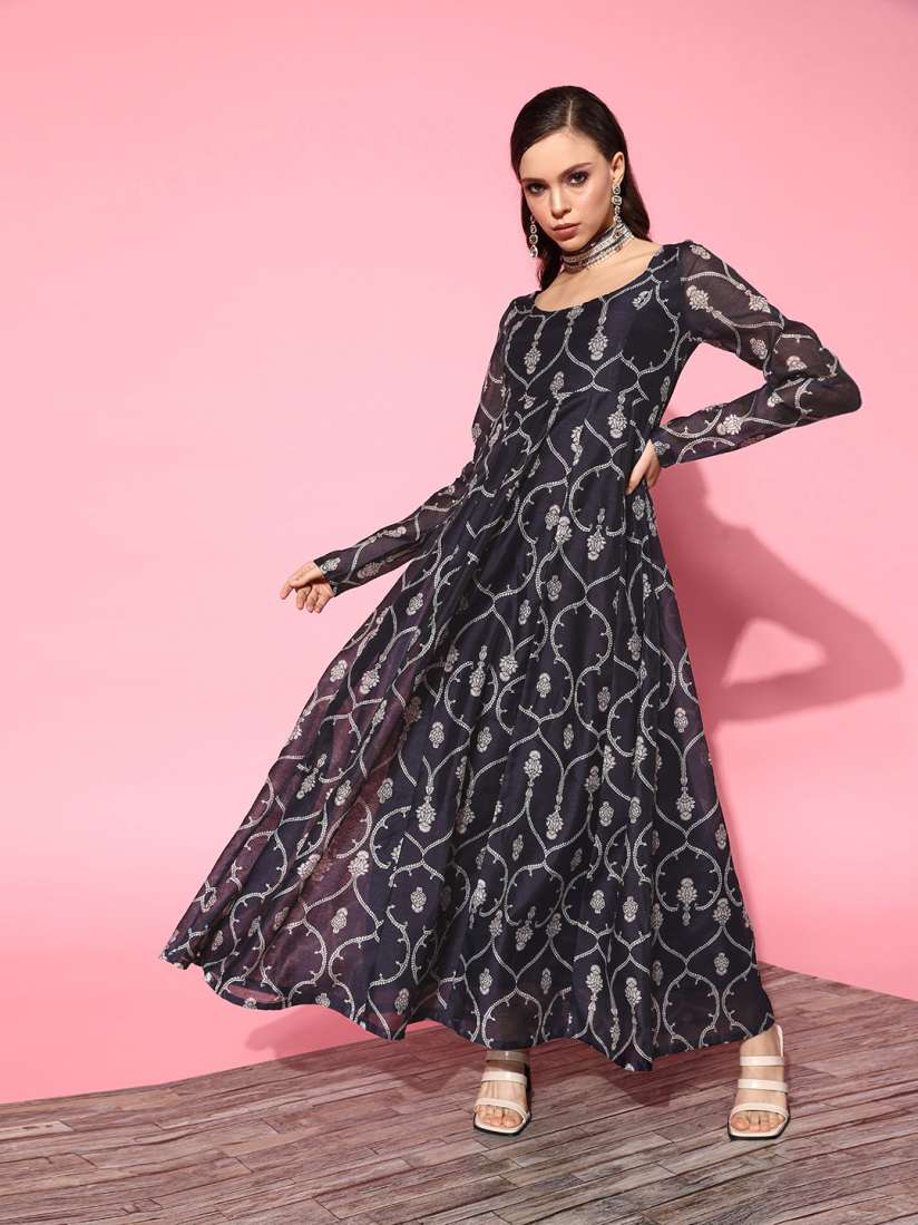 Navy blue ethnic dress top