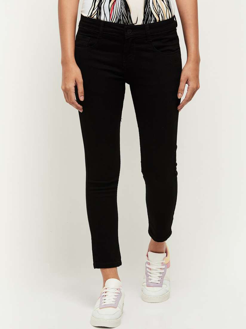 Myntra black jeans for ladies outlet