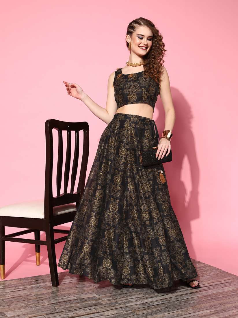 Buy Shae by SASSAFRAS Black Printed Ready to Wear Lehenga Choli Lehenga Choli for Women 18342970 Myntra