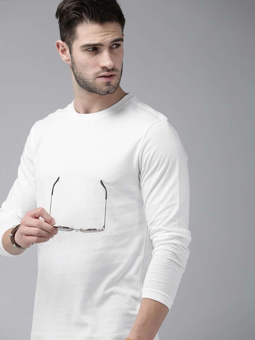Buy Roadster Men White Solid Pure Cotton T shirt Tshirts for Men 18346716 Myntra