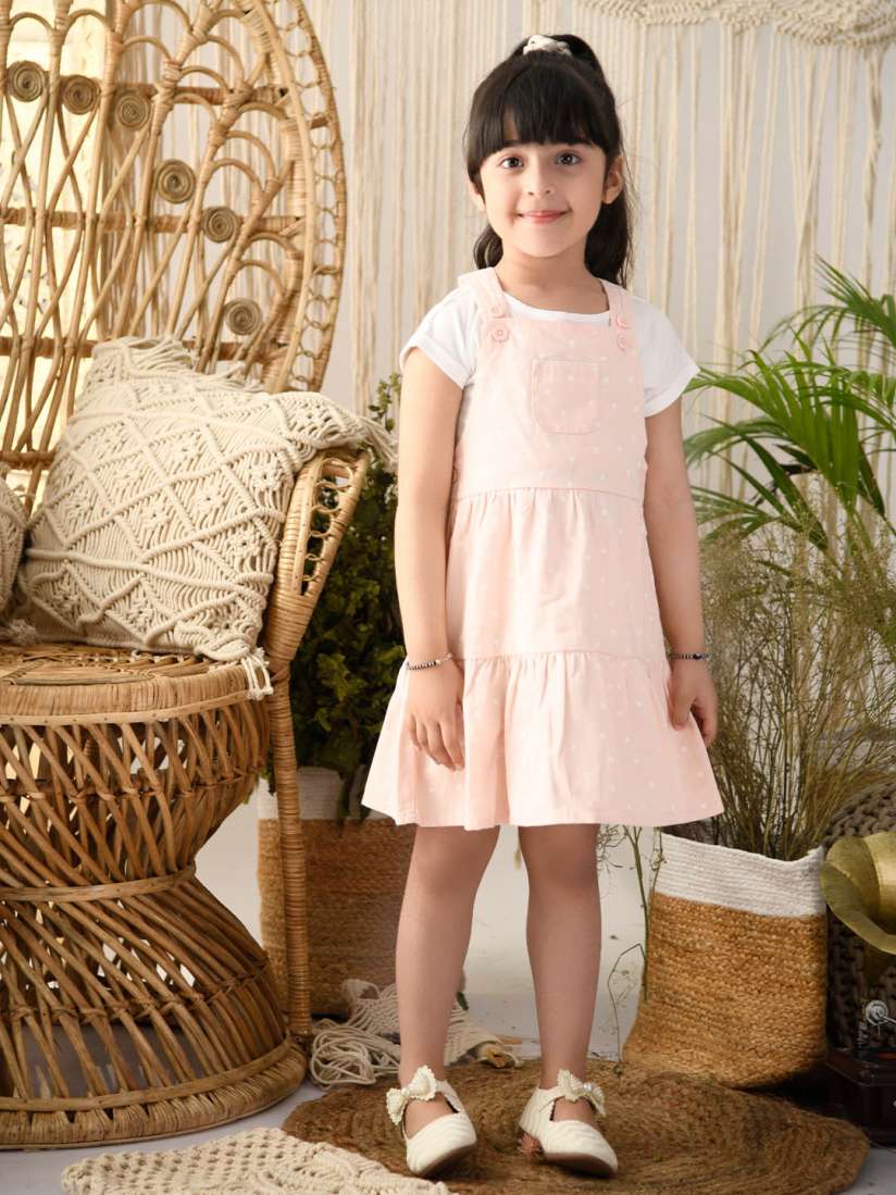 Buy Beebay Pink Printed Tiered Pinafore Dress Dresses for Girls 18349448 Myntra