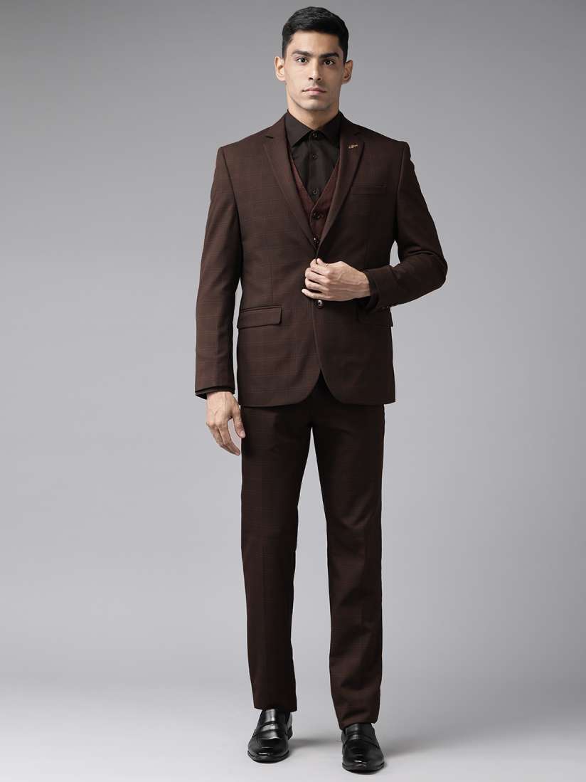 Buy Van Heusen Men Checked Slim Fit Single Breasted Three Piece Formal Suit Suits for Men 18361468 Myntra