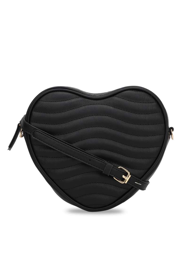 Buy FOREVER 21 Black Textured PU Structured Sling Bag with Quilted