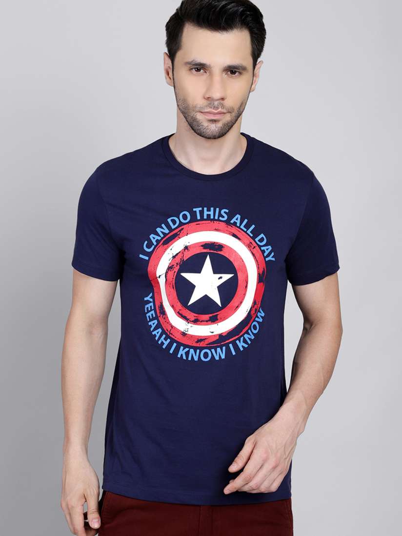 Buy Free Authority Men Blue Captain America Printed Applique T shirt Tshirts for Men 18365502 Myntra