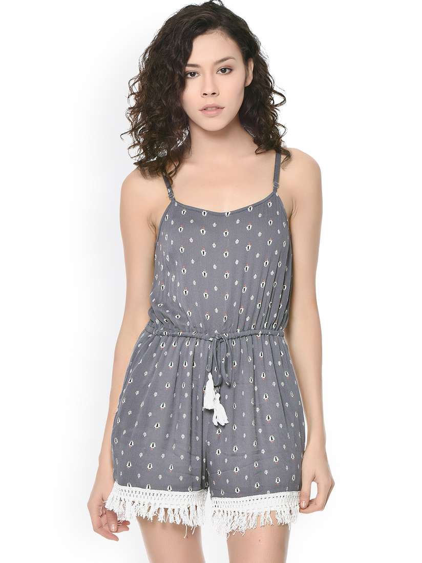 Buy PURYS Grey Printed Playsuit Jumpsuit for Women 1836977 Myntra