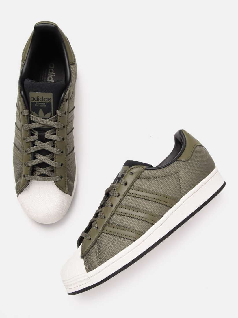 Adidas white shoes olive green outlet