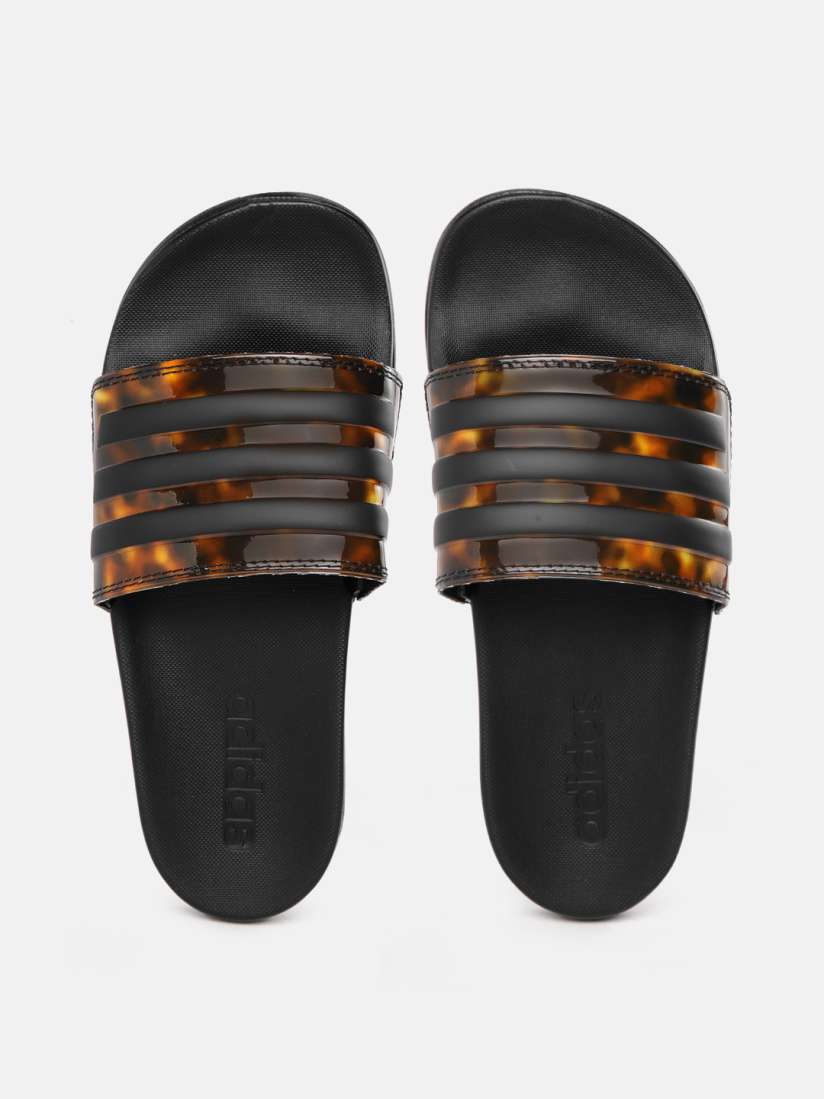 Buy ADIDAS Women Black Coffee Brown Striped Sliders Flip Flops for Women 18374696 Myntra