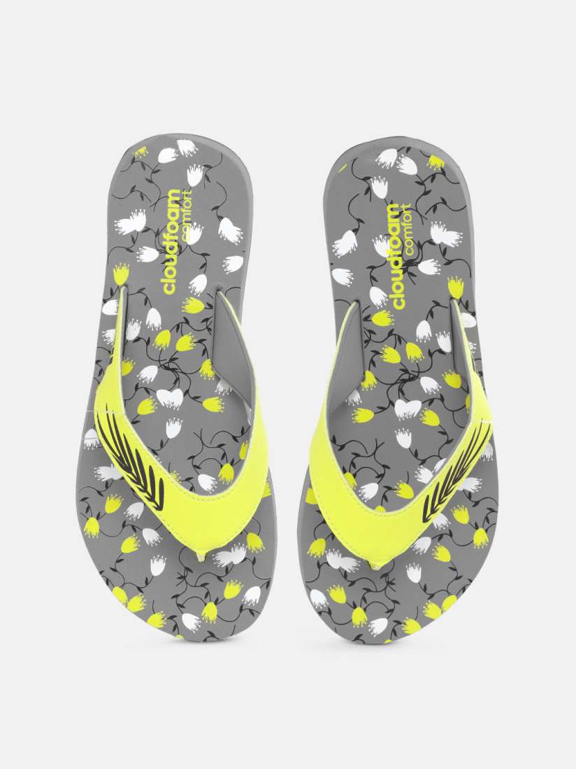 Buy ADIDAS Women Grey Yellow Printed Cloudfoam Thong Flip Flops Flip Flops for Women 18374944 Myntra