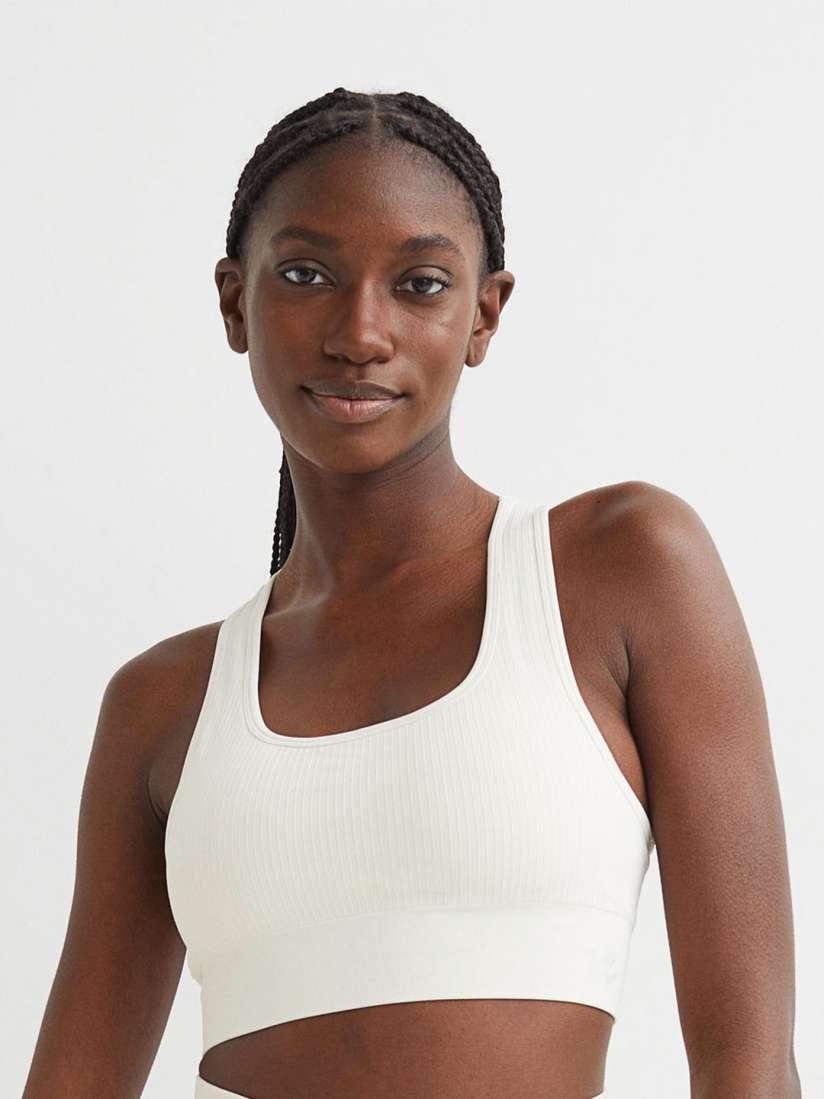 Buy H M White Seamless Sports Bra Bra for Women 18376884 Myntra
