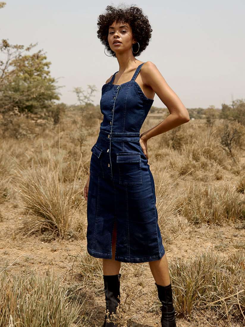 Buy StyleStone Blue Denim Sheath Dress Dresses for Women 18377700 Myntra