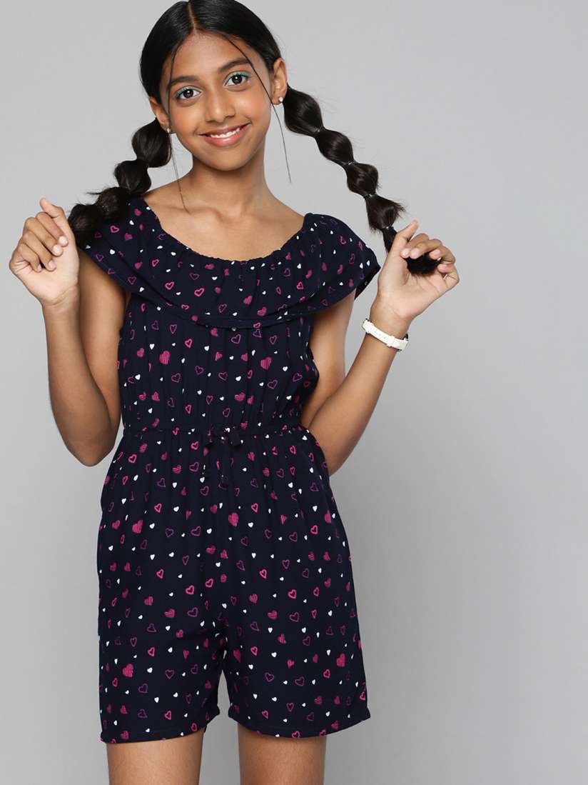 Girls navy playsuit discount