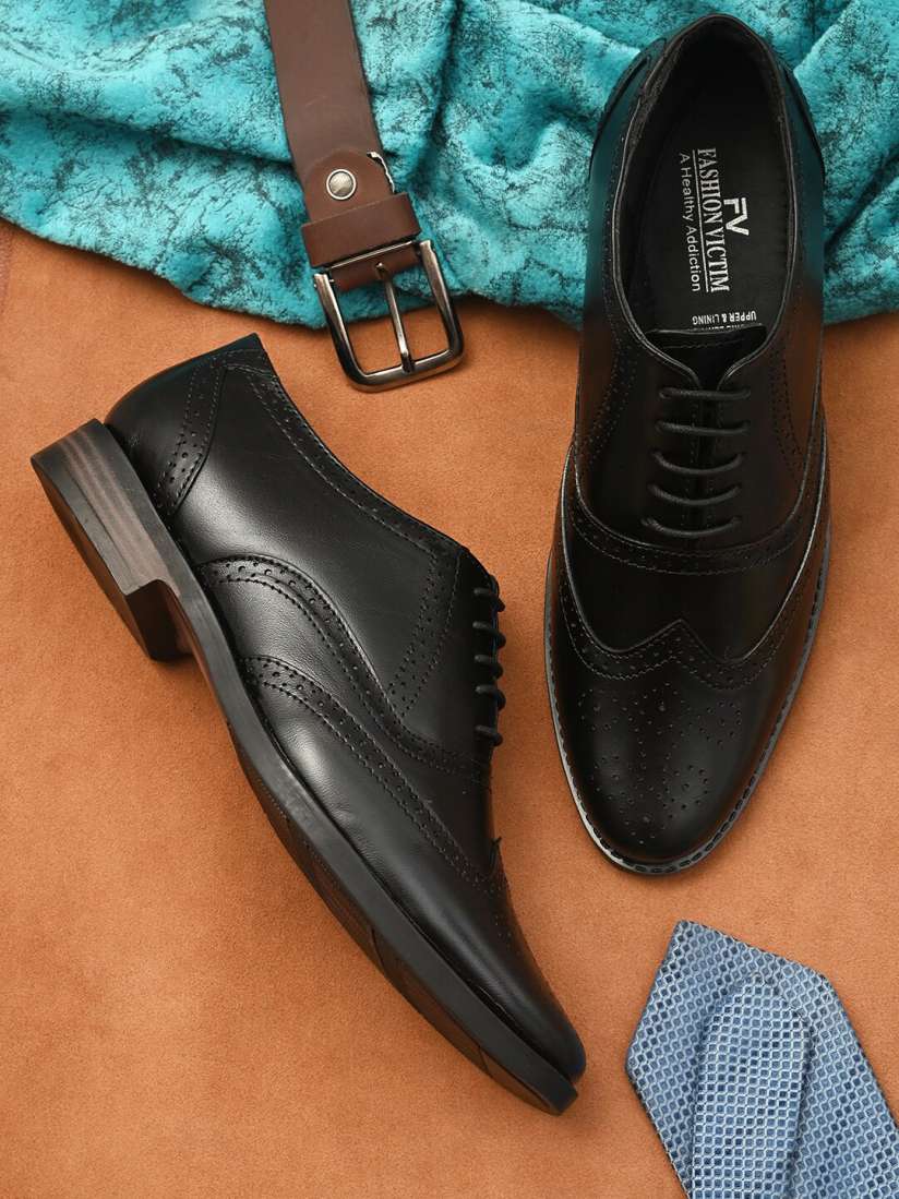 Buy Fashion Victim Men Black Textured Leather Formal Brogues Formal Shoes for Men 18383406 Myntra