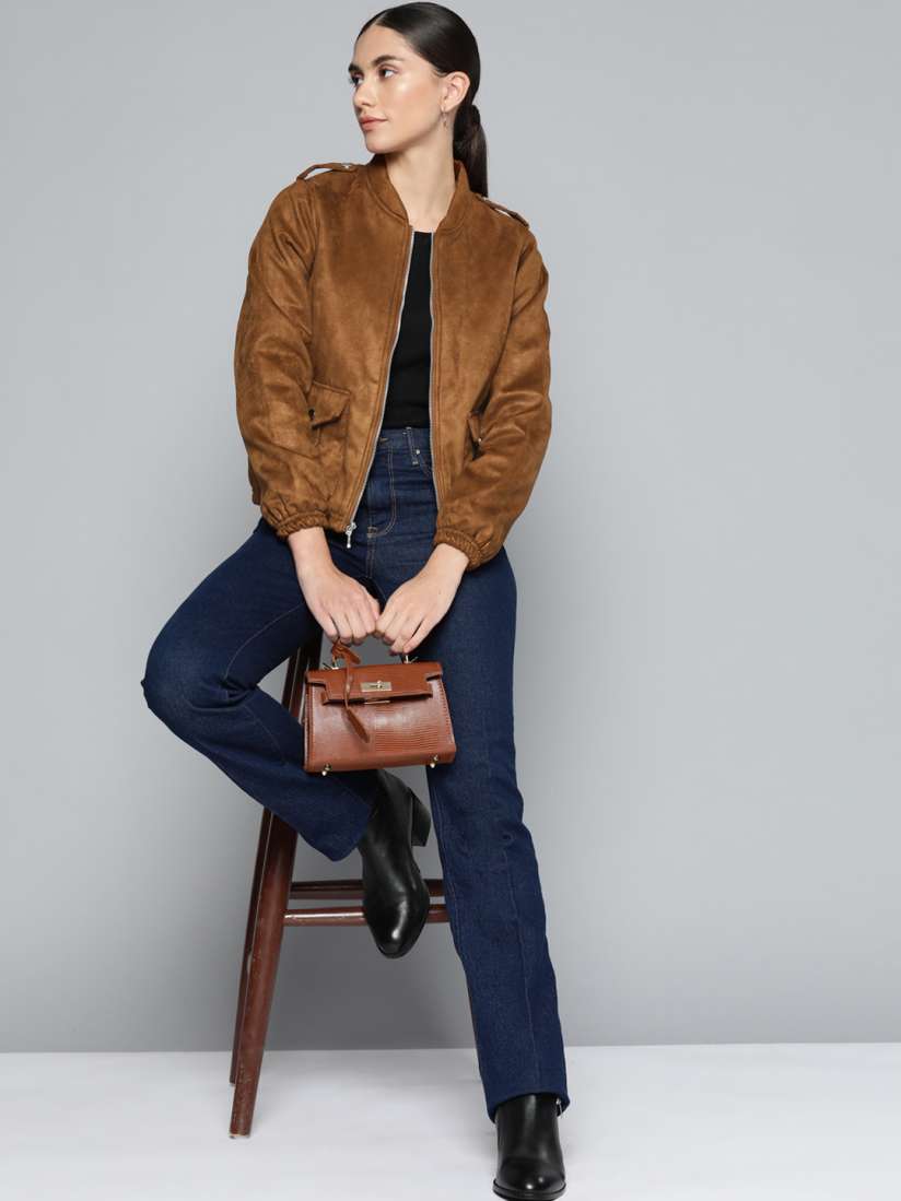 Buy Chemistry Women Brown Suede Finish Jacket Jackets for Women 18383482 Myntra