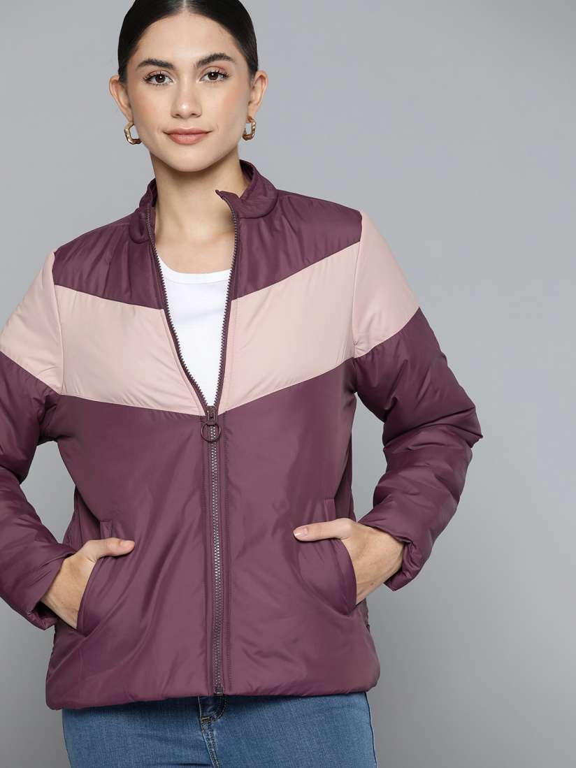 Buy Chemistry Women Burgundy Pink Colourblocked Jacket Jackets for Women 18383500 Myntra