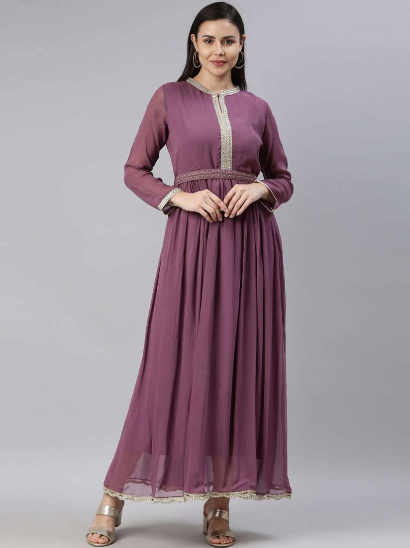 Buy Neerus Women Lavender Thread Work Georgette Anarkali Kurta Kurtas for Women 18387494 Myntra