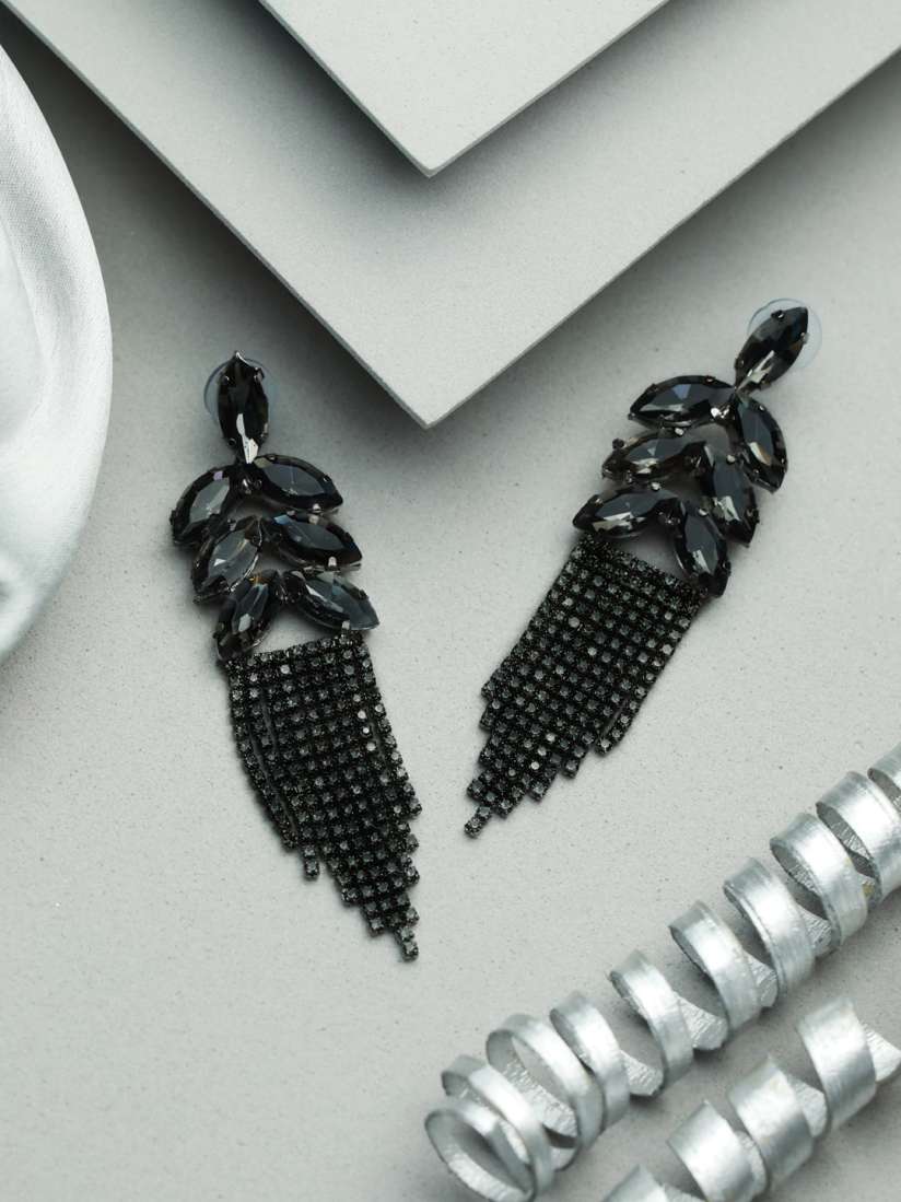 Buy Priyaasi Black Tassel Drop Earrings Earrings for Women 18391590 Myntra
