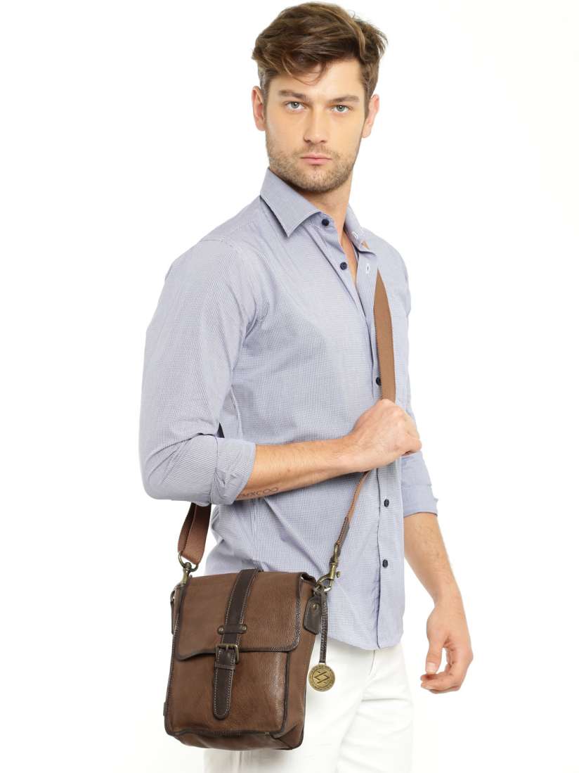 Buy KOMPANERO Men Brown Leather Messenger Bag Messenger Bag for Men 1839326 Myntra