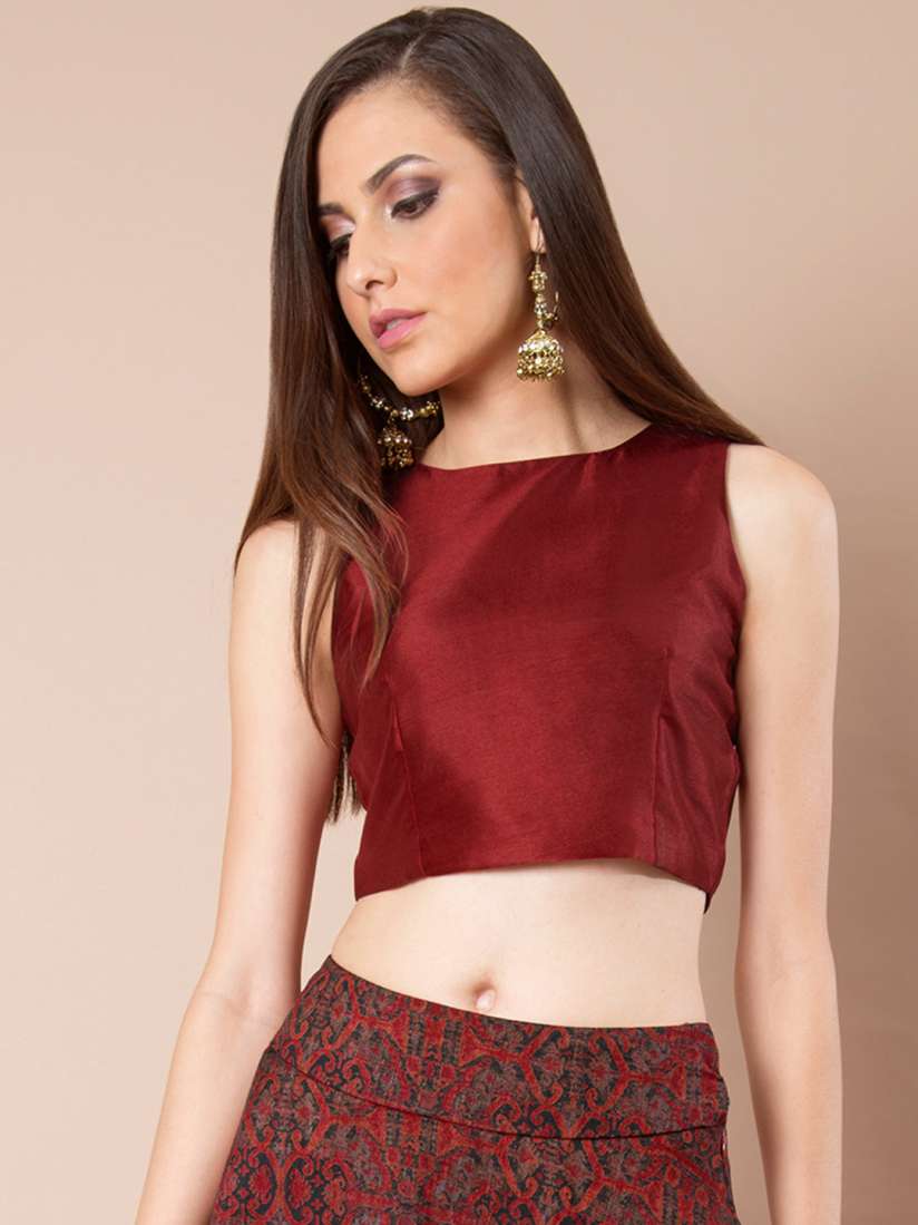 Maroon crop top ethnic deals