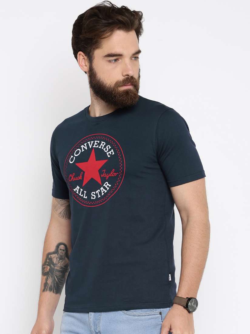 Buy Converse Men Navy Blue Printed Round Neck T Shirt Tshirts for Men Myntra
