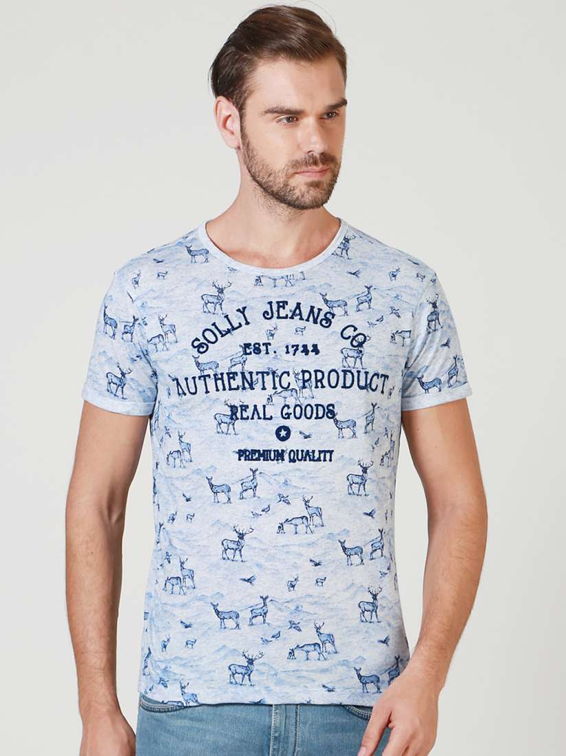 Buy Solly Jeans Co. by Allen Solly Men Blue Printed Slim Fit T shirt Tshirts for Men 1840033 Myntra
