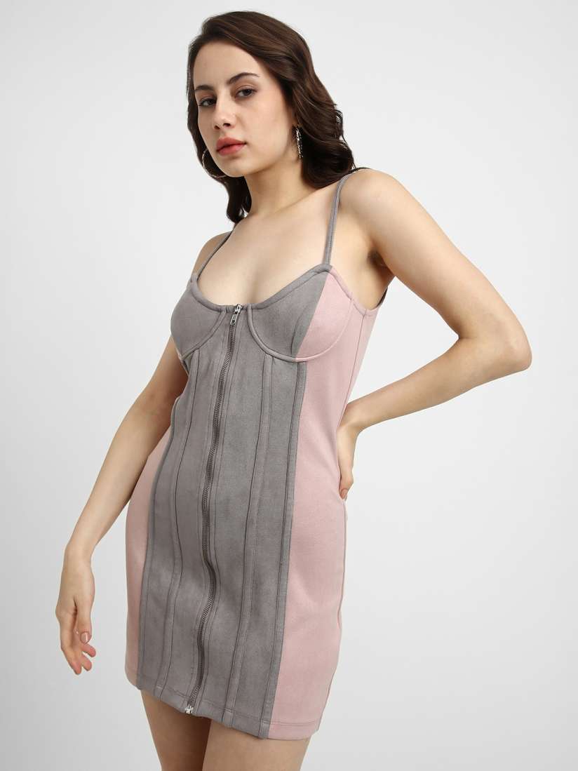 Buy FOREVER 21 Grey Pink Colourblocked Bodycon Mini Dress Dresses for Women 18409762 Myntra