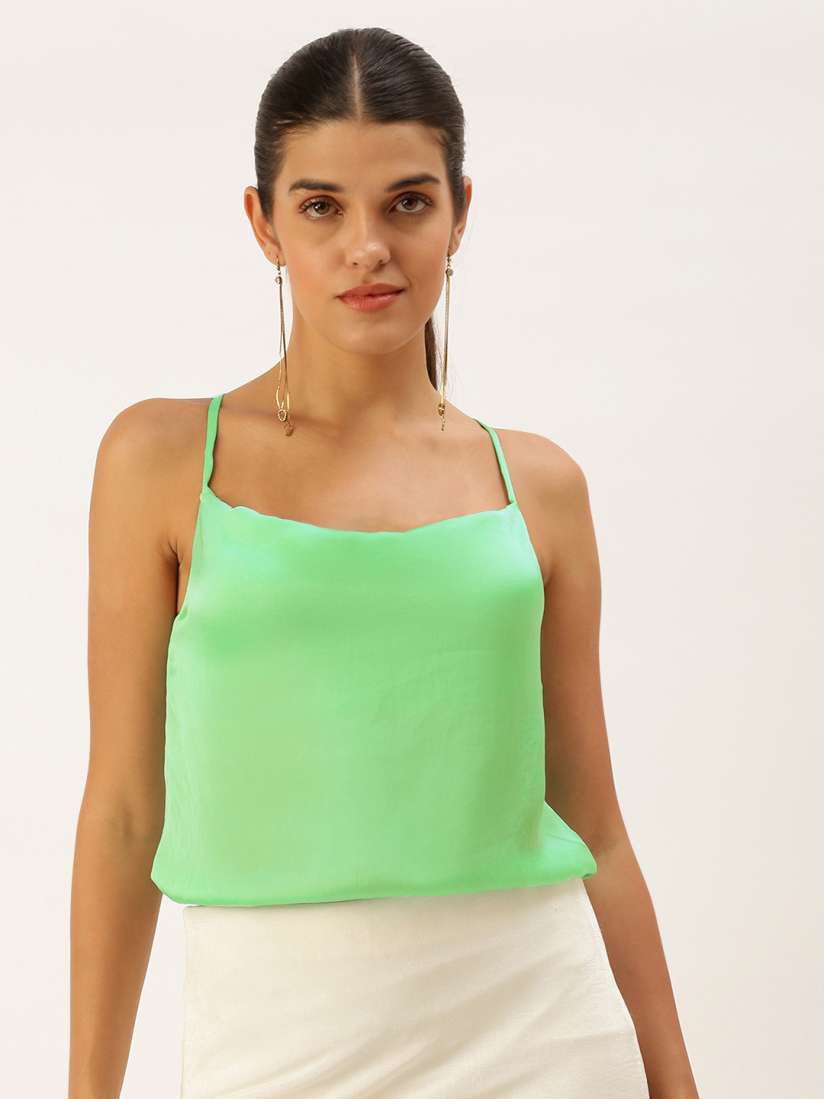 Buy FOREVER 21 Women Green Solid Shoulder Strap Top Tops for Women 18409788 Myntra