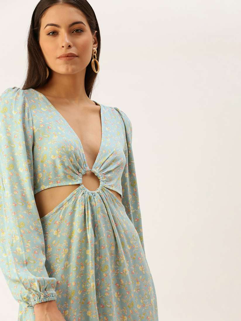 Buy FOREVER 21 Women Blue Floral Print Fit And Flare Dress Dresses for Women 18409844 Myntra