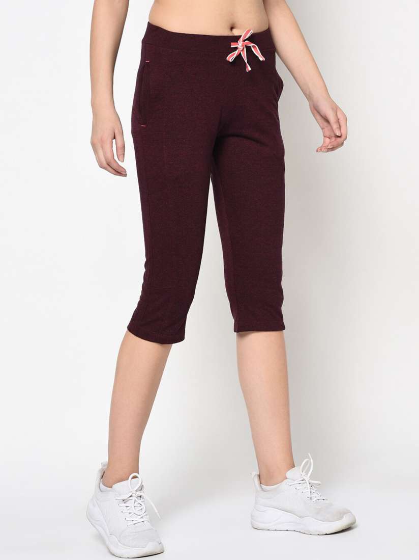 Buy FEMEA Women Maroon Slim Fit Solid Cotton Capris Capris for Women 18411972 Myntra