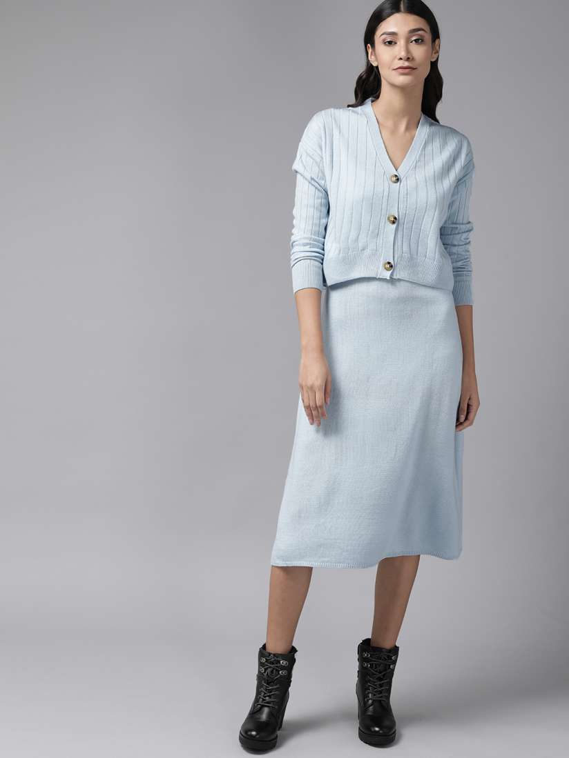 A line dress with cardigan shop